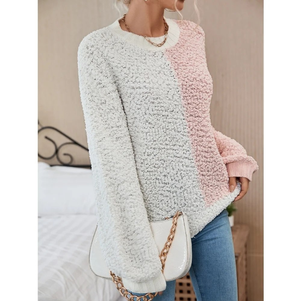 Pink & White Popcorn Knit Sweater S NWOT - Picture 3 of 6